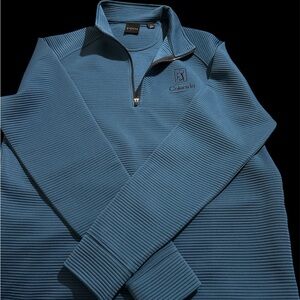 Dunning Golf Blue 1/4 Zip Mock Neck Long Sleeve Polo Men's Size S